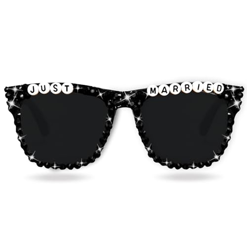 Topfunyy Sonnenbrille für den Bräutigam und die Junggesellenparty, schwarz, „Just Married“, Hochzeitsbrille für Männer, Partyzubehör für die Hochzeit Topfunyy Sonnenbrille für den Bräutigam und die Junggesellenparty, schwarz, „Just Married“, Hochzeitsbrille für Männer, Partyzubehör für die Hochzeit von Topfunyy