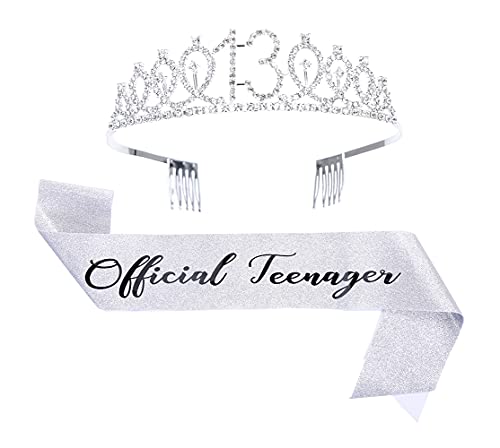 Topfunyy Tiara und Schärpe Set zum 13. Geburtstag – Teenager Schärpe Silber Kristall Krone Geburtstag Geschenk für Mädchen 13. Geburtstag Party Supplies Topfunyy Tiara und Schärpe Set zum 13. Geburtstag – Teenager Schärpe Silber Kristall Krone Geburtstag Geschenk für Mädchen 13. Geburtstag Party Supplies von Topfunyy