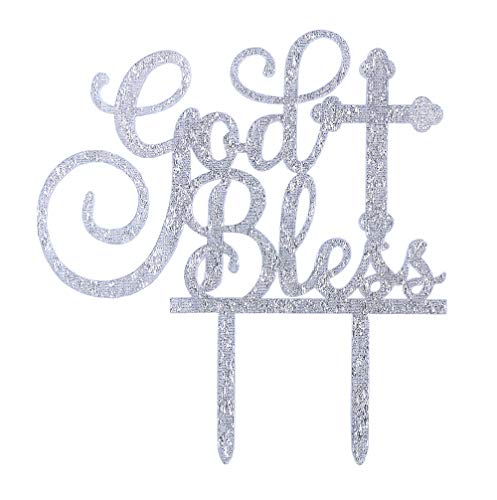 Topfunyy Tortenaufsatz „God Bless“, silberner Acrylaufsatz für Taufe, Taufe, Erstkommunion, Babyparty, Party-Dekoration Topfunyy Tortenaufsatz „God Bless“, silberner Acrylaufsatz für Taufe, Taufe, Erstkommunion, Babyparty, Party-Dekoration von Topfunyy