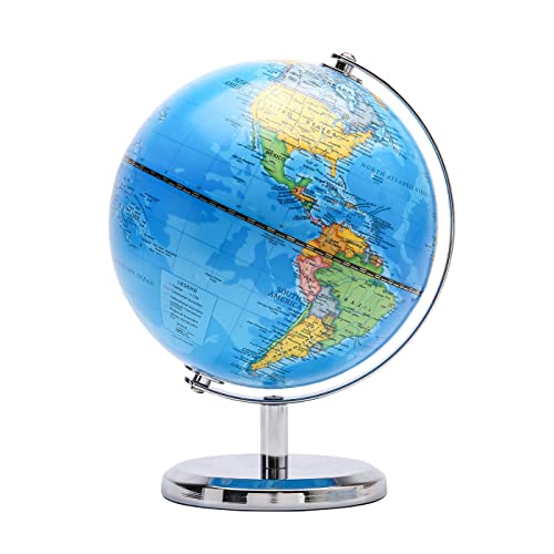 TOPGLOBE Schülerglobus 14cm - Englische Karte - Mini Globus Mit einem Metallfuß - Pädagogisch/Geografisch/Dekoration - Lehrmaterial Globen Politische Karte von Topglobe