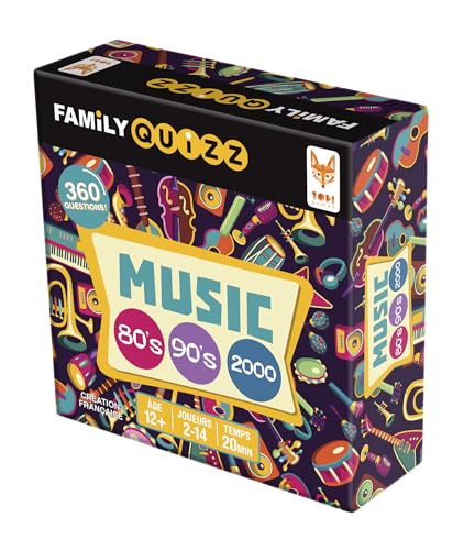TOPI GAMES FAM-MIMU-799001 Family Quizz Musik Jahr 80 und 90 Brettspiele, Mehrfarbig von Topi Games