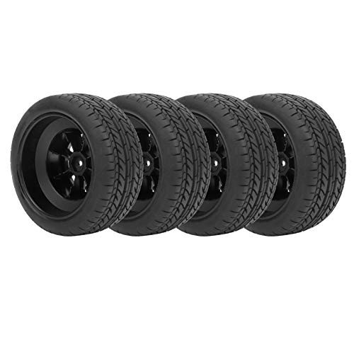 4-teiliges RC-Gummireifen-Set, 12-mm-Sechskantnabenräder 1/10 Slash Truck Tire Tire Wheel RC-Zubehör, für HSP 1/10 RC Short Course Truck von Topiky