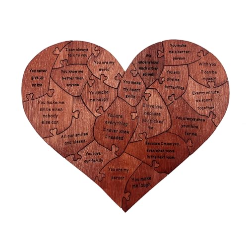 Holzpuzzle in Herzform mit 20 Teilen, Herzpuzzles für Erwachsene, Valentinstag-Herzformpuzzles, Romantische Puzzles mit Box für Hochzeitstag von Topiky