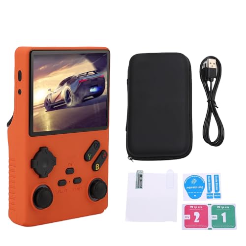 Topiky 2025 Neues V40 Pro Retro Handheld Game Console mit 256 G, 4,0 Zoll IPS Bildschirm Retro Gaming Konsole, 3,5 Zoll IPS Klassiker System Retro Video Games Konsolen, Tragbarer (ORANGE) von Topiky