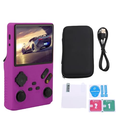 Topiky 2025 Neues V40 Pro Retro Handheld Game Console mit 256 G, 4,0 Zoll IPS Bildschirm Retro Gaming Konsole, 3,5 Zoll IPS Klassiker System Retro Video Games Konsolen, Tragbarer (Purple) von Topiky