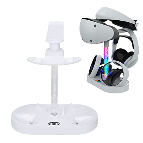 Magnetische Ladestation für VR2 Vontroller und für PS5-Konsole, RGB-USB-Schnellladestation mit Headset-Halterung, PS VR2 Sense-Ladestation mit 4 Magnetischen Saugnäpfen von Topiky