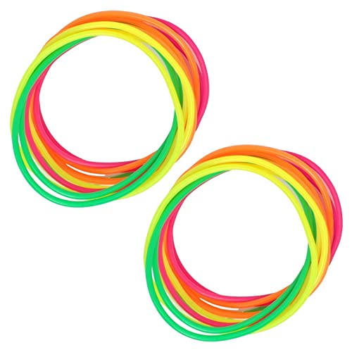 Topkids Accessories 24 x Gummi-Armbänder, Gummi-Armreifen, für Kinder, Partytüten, Gelee, Schmuck, Handgelenkbänder, 80er-Jahre-Neon-90er-Jahre-Kostüm, modische Armbänder (Neonfarben) von Topkids Accessories