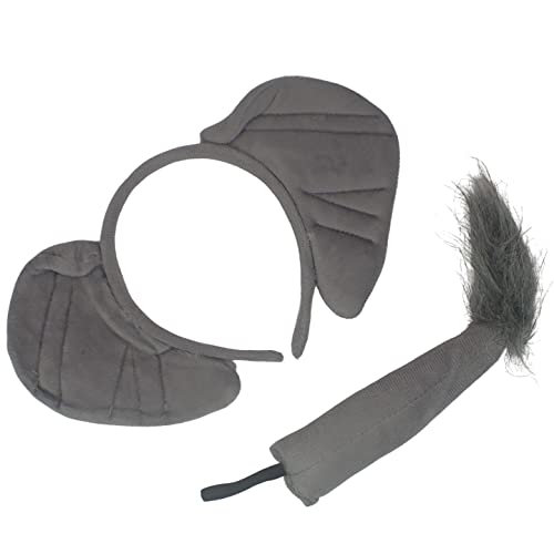 Topkids Accessories Tierhaarreif, Verkleidung für Kinder und Kleinkinder, Tierohren Welttag Kostüm Buchtag, Halloween Kostüm für Kinder (Elefant mit Schwanz) von Topkids Accessories