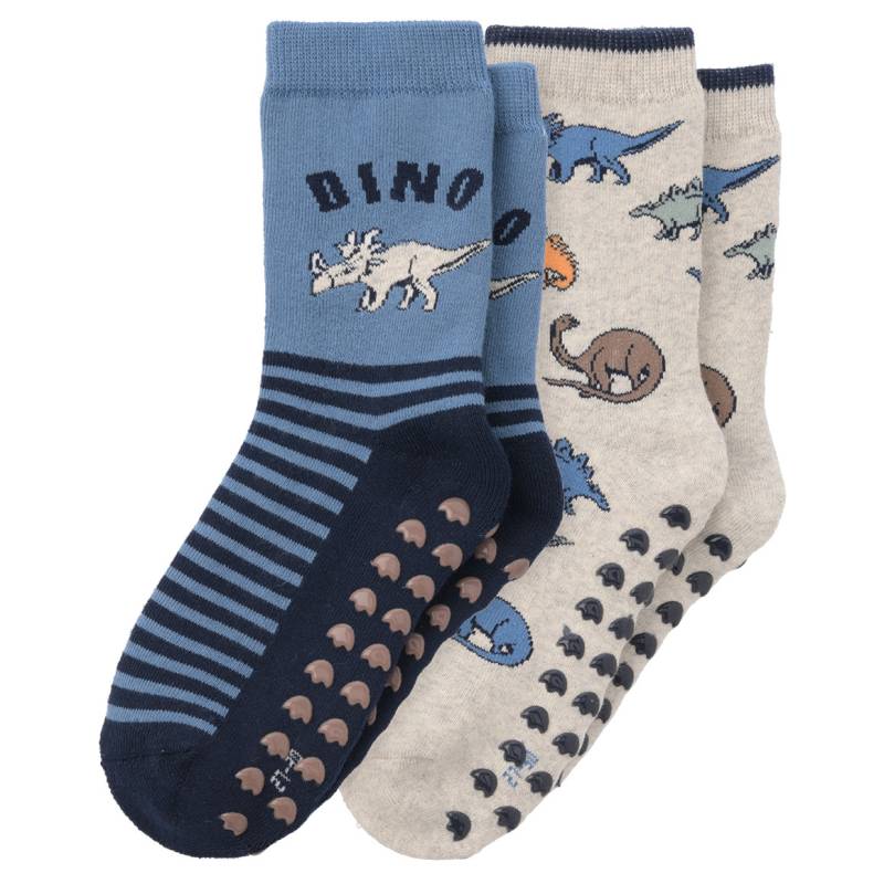 2 Paar Jungen Stoppersocken mit Dino-Motiven 2 Paar Jungen Stoppersocken mit Dino-Motiven von Topolino