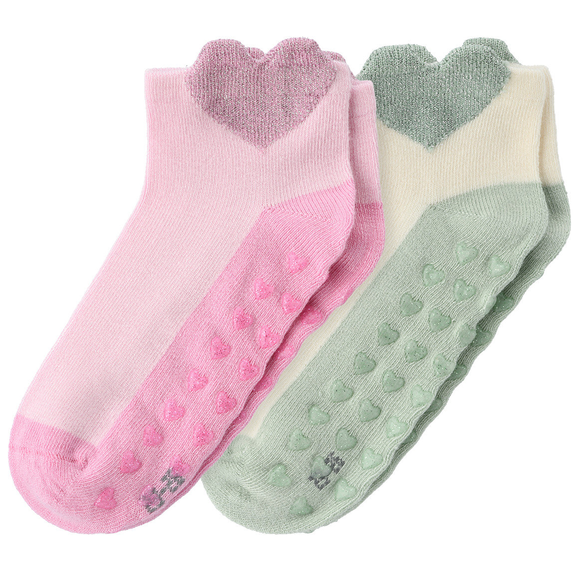 2 Paar Mädchen Sneaker-Socken mit ABS-Sohle von Topolino