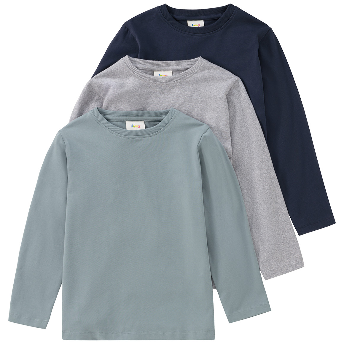 3 Jungen Langarmshirts im Basic-Look von Topolino