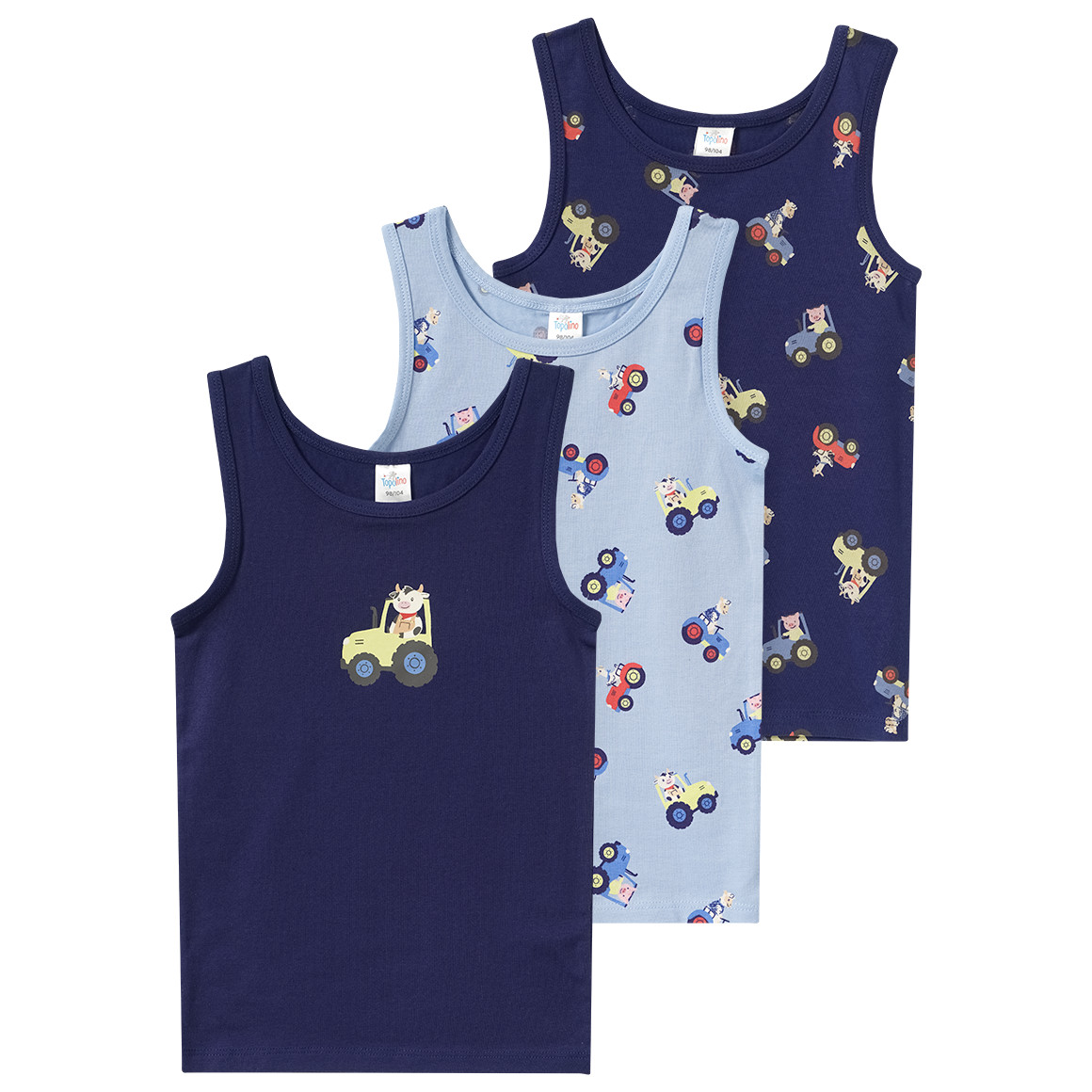 3 Jungen Unterhemden in verschiedenen Dessins von Topolino