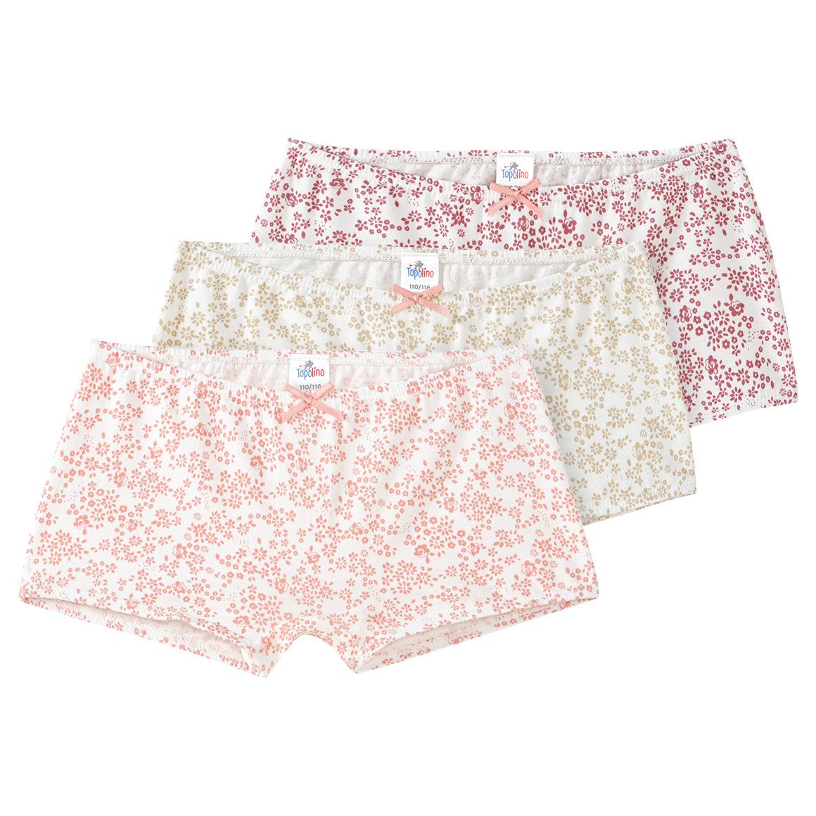 3 Mädchen Pantys mit Blumen-Allover von Topolino