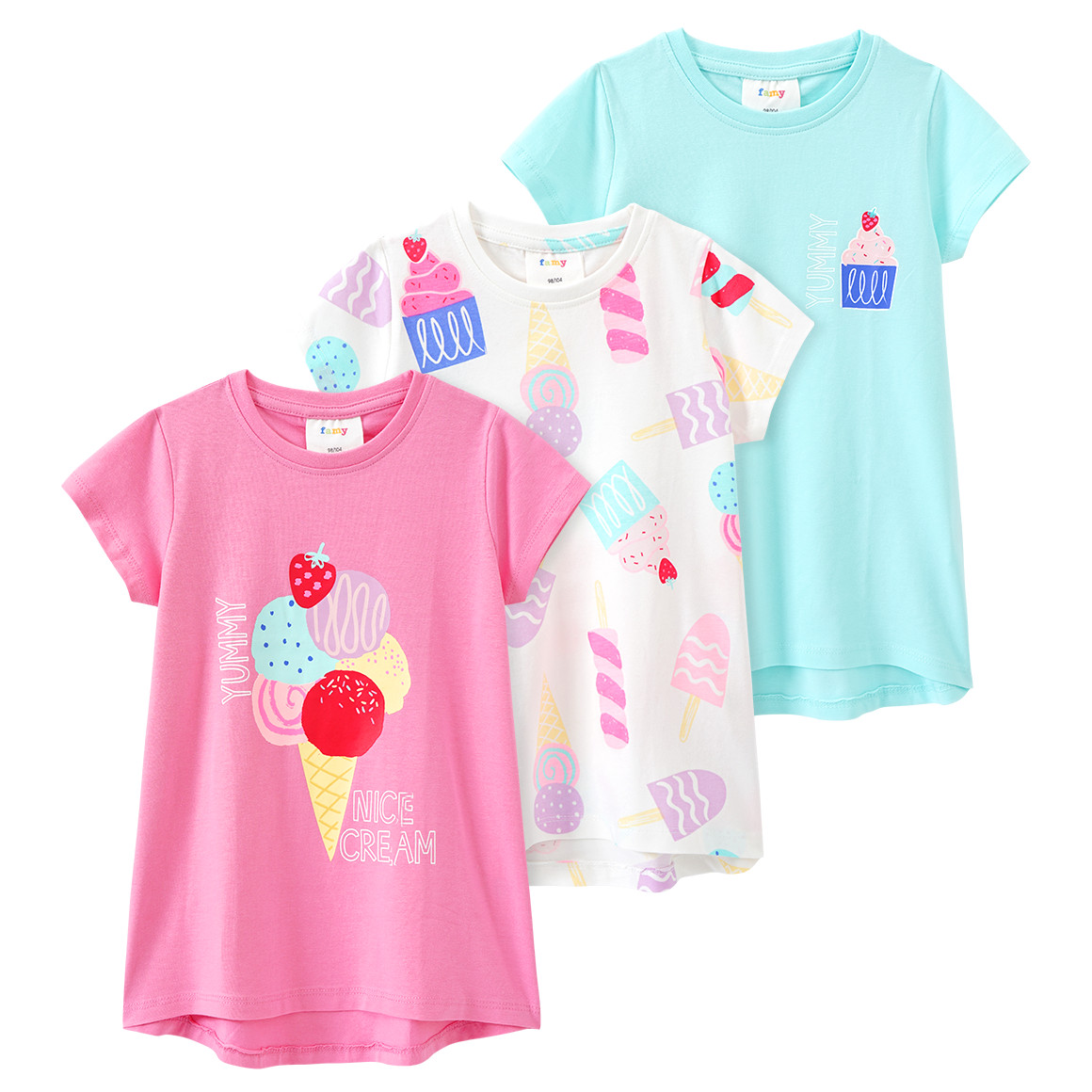 3 Mädchen T-Shirts mit bunten Motiven 3 Mädchen T-Shirts mit bunten Motiven von Topolino