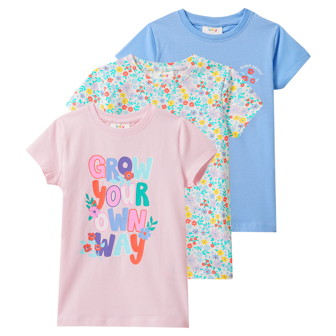 3 Mädchen T-Shirts mit bunten Motiven von Topolino