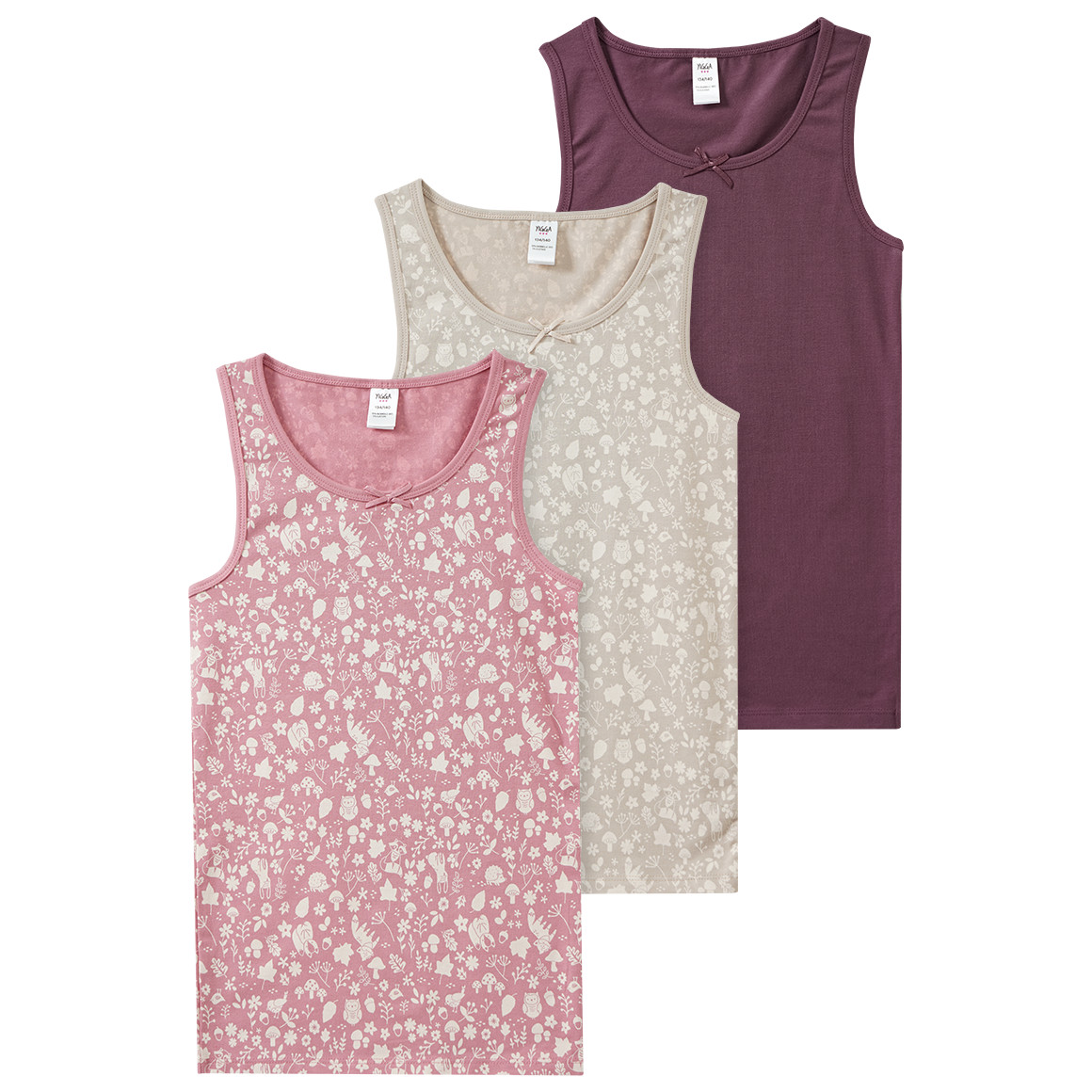3 Mädchen Unterhemden mit Bio-Baumwolle 3 Mädchen Unterhemden mit Bio-Baumwolle von Topolino
