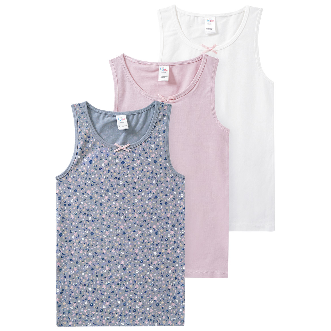 3 Mädchen Unterhemden mit Bio-Baumwolle von Topolino