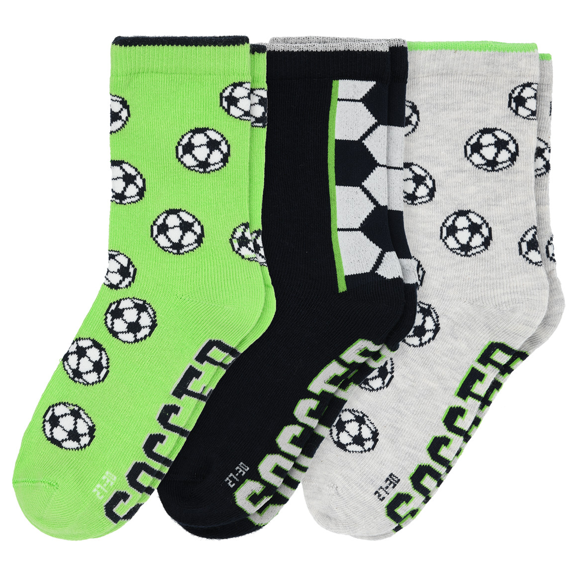 3 Paar Jungen Socken mit Fußball-Motiven 3 Paar Jungen Socken mit Fußball-Motiven von Topolino