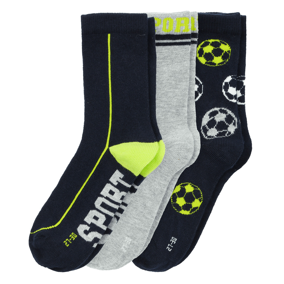 3 Paar Jungen Socken mit Fußball-Motiven von Topolino