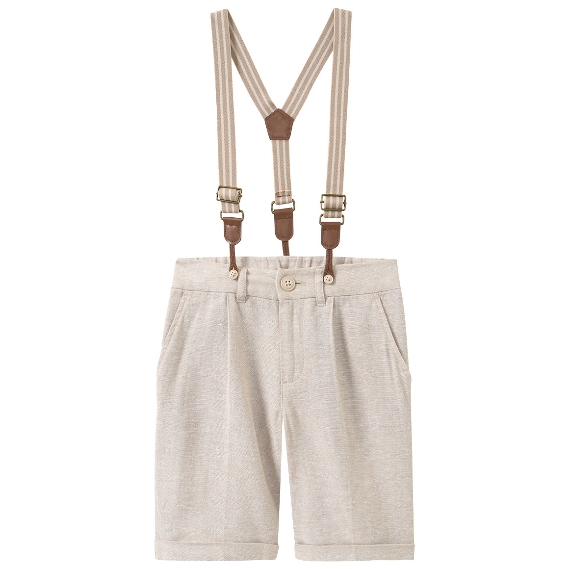 Jungen Leinen-Anzugshorts mit Hosenträgern von Topolino