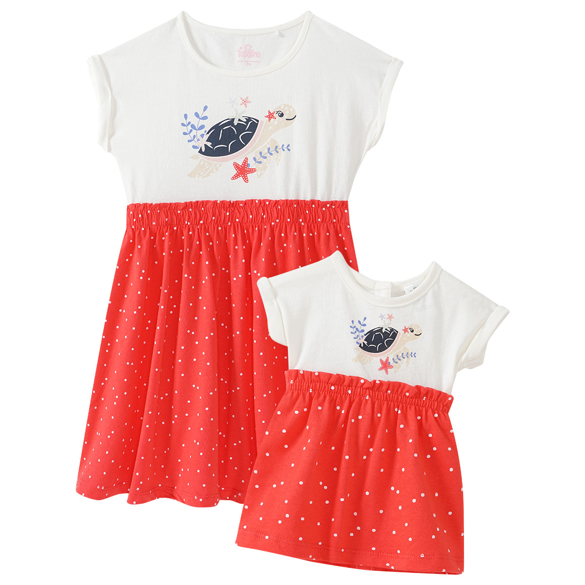 Mädchen Kleid und Puppenkleid mit Schildkröte Mädchen Kleid und Puppenkleid mit Schildkröte von Topolino