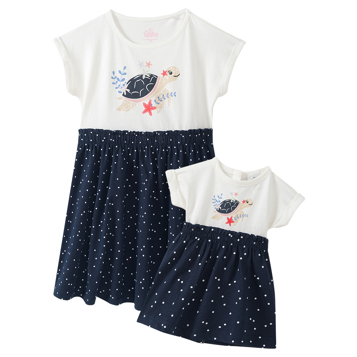 Mädchen Kleid und Puppenkleid mit Schildkröte Mädchen Kleid und Puppenkleid mit Schildkröte von Topolino