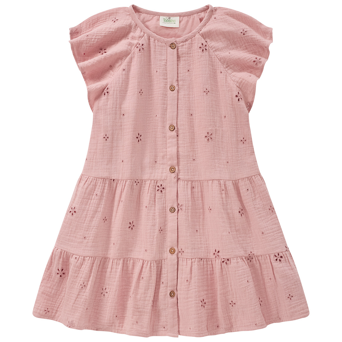 Mädchen Musselinkleid mit Lochstickerei von Topolino