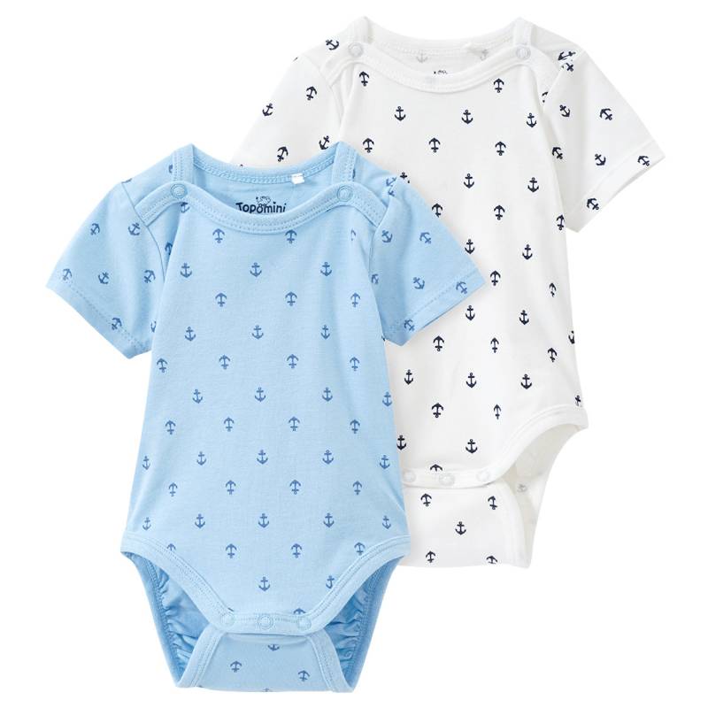 2 Baby Bodys mit Anker-Print allover von Topomini