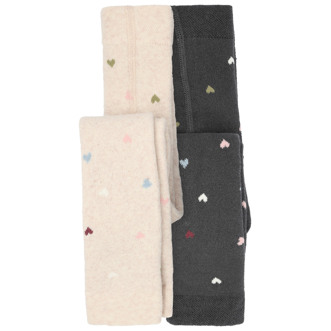2 Baby Frottee-Leggings mit Herzen 2 Baby Frottee-Leggings mit Herzen von Topomini