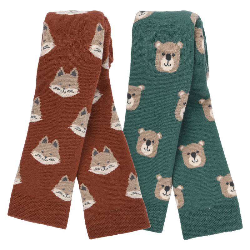 2 Baby Frottee-Leggings mit Tier-Motiven von Topomini