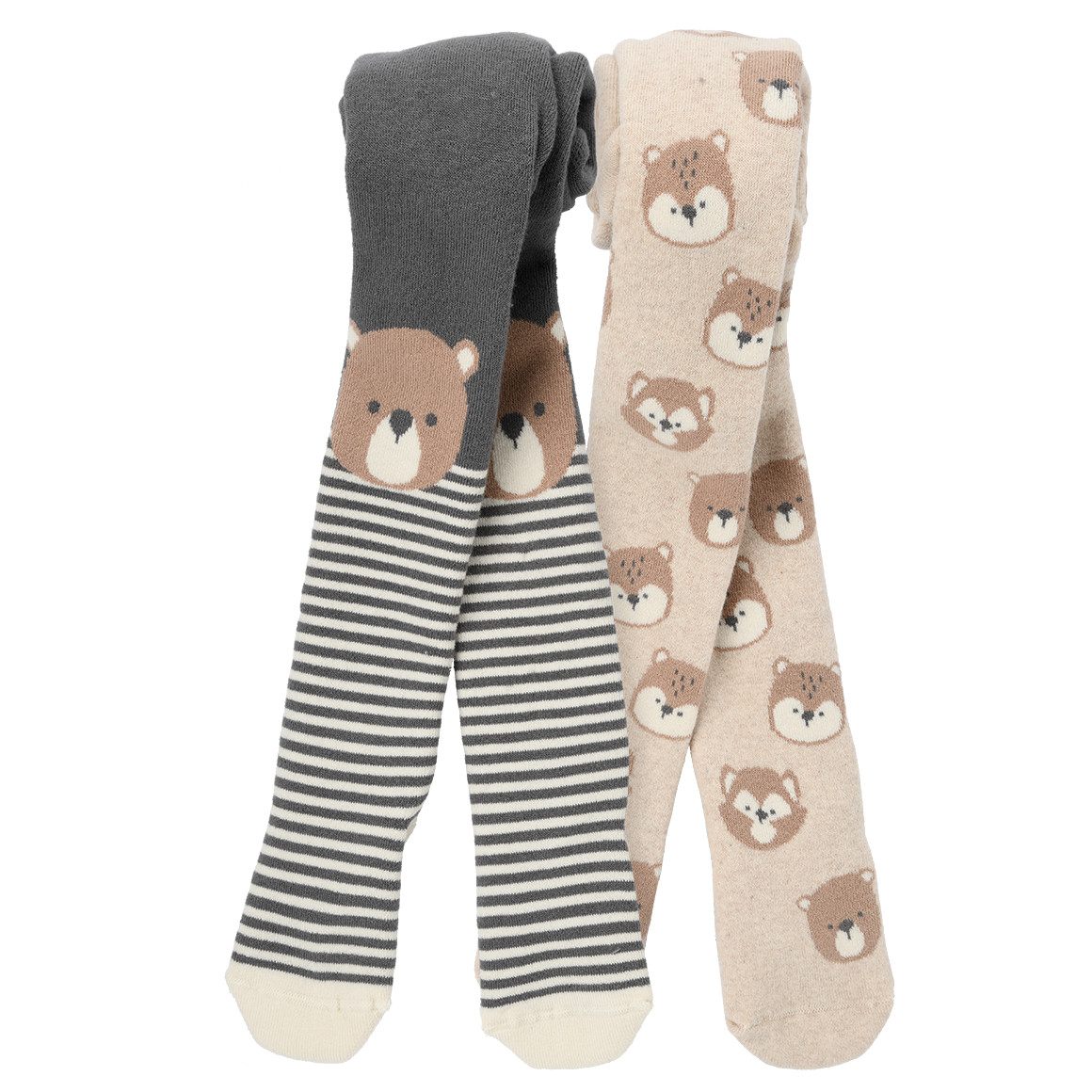 2 Baby Frottee-Strumpfhosen mit Bär-Motiven von Topomini