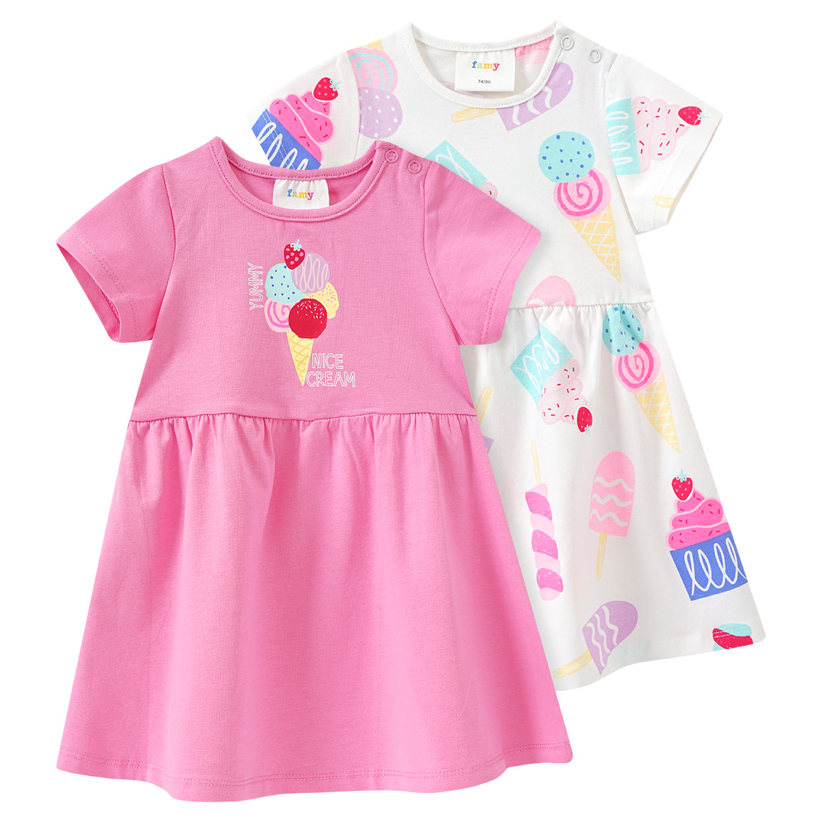 2 Baby Kleider mit bunten Motiven von Topomini