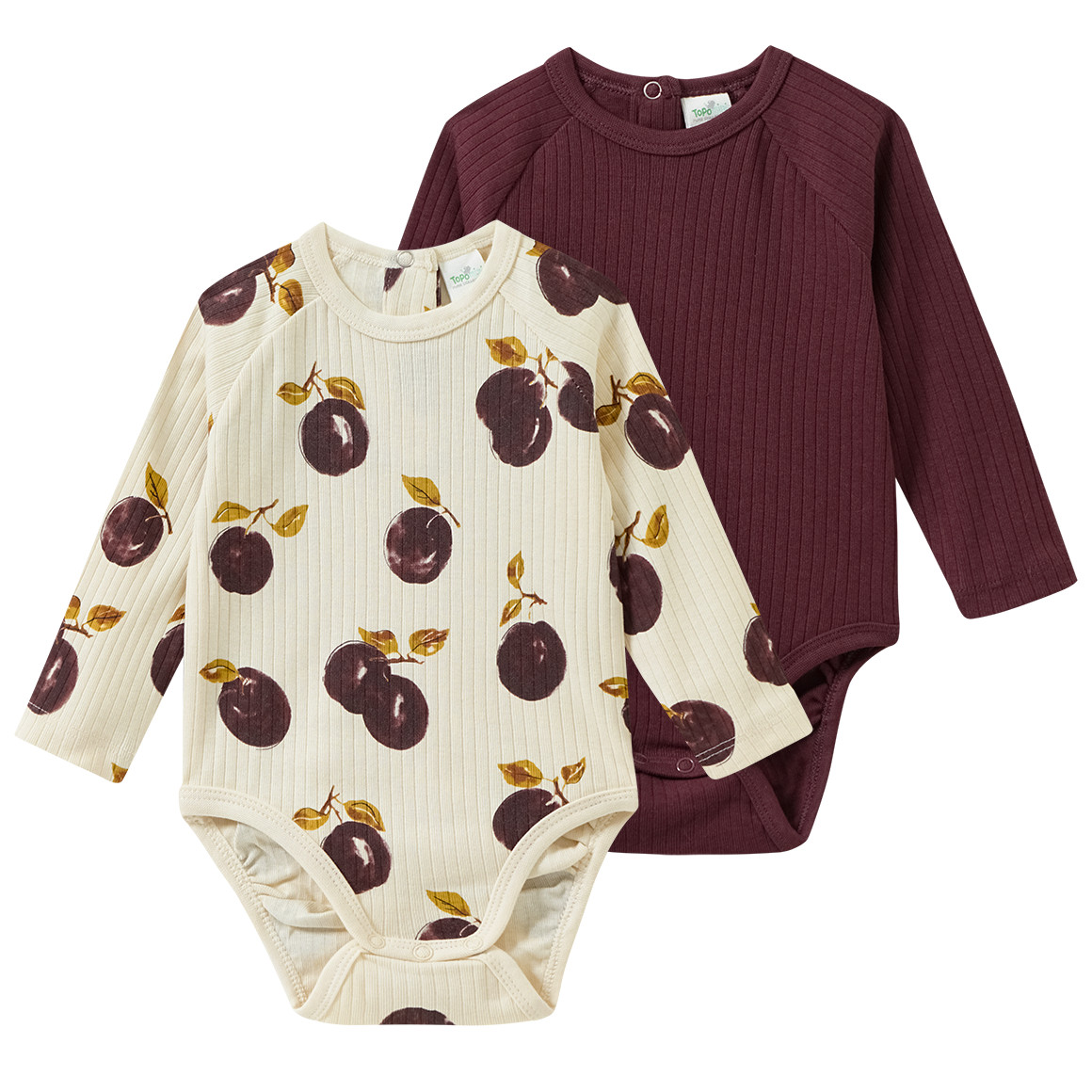 2 Baby Langarmbodys mit Ripp-Struktur von Topomini