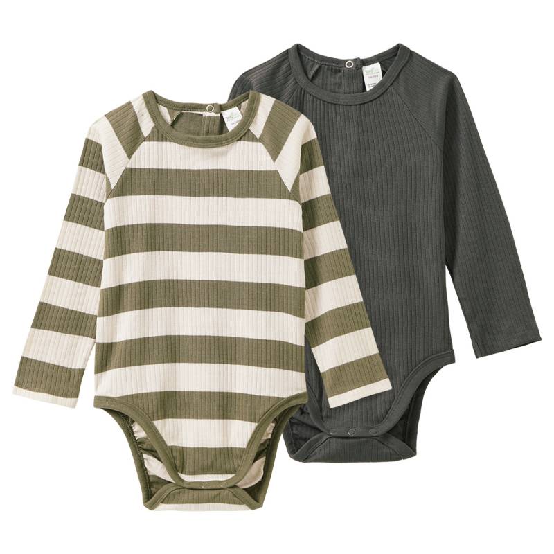 2 Baby Langarmbodys mit Ripp-Struktur von Topomini