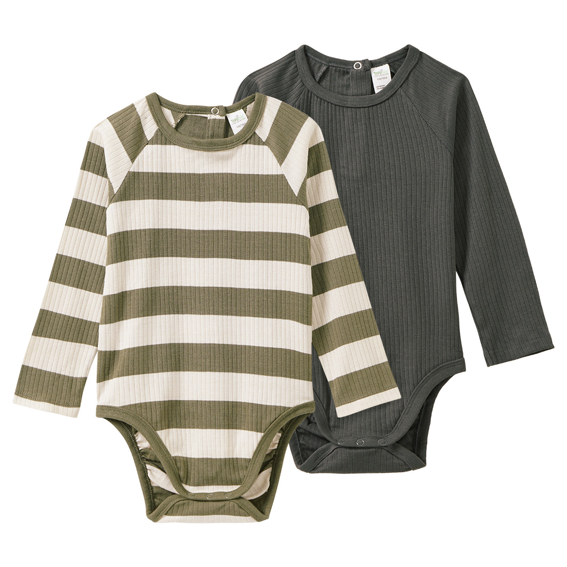2 Baby Langarmbodys mit Ripp-Struktur von Topomini