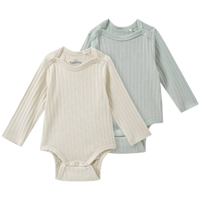 2 Baby Langarmbodys mit Rippstruktur 2 Baby Langarmbodys mit Rippstruktur von Topomini