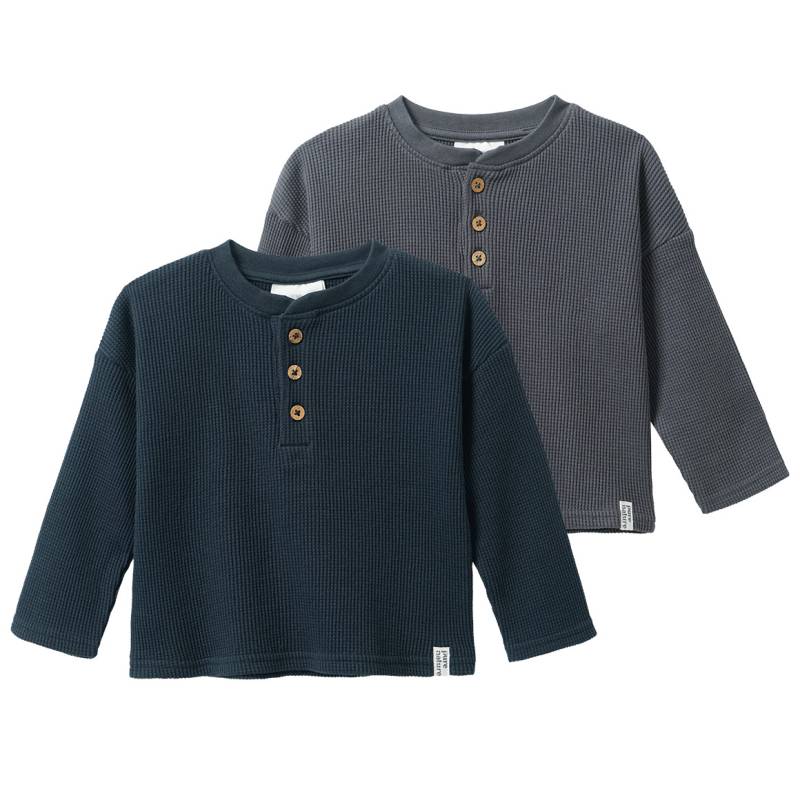 2 Baby Langarmshirts aus Waffel-Piqué von Topomini