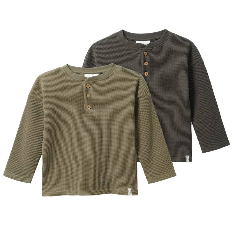 2 Baby Langarmshirts aus Waffel-Piqué von Topomini