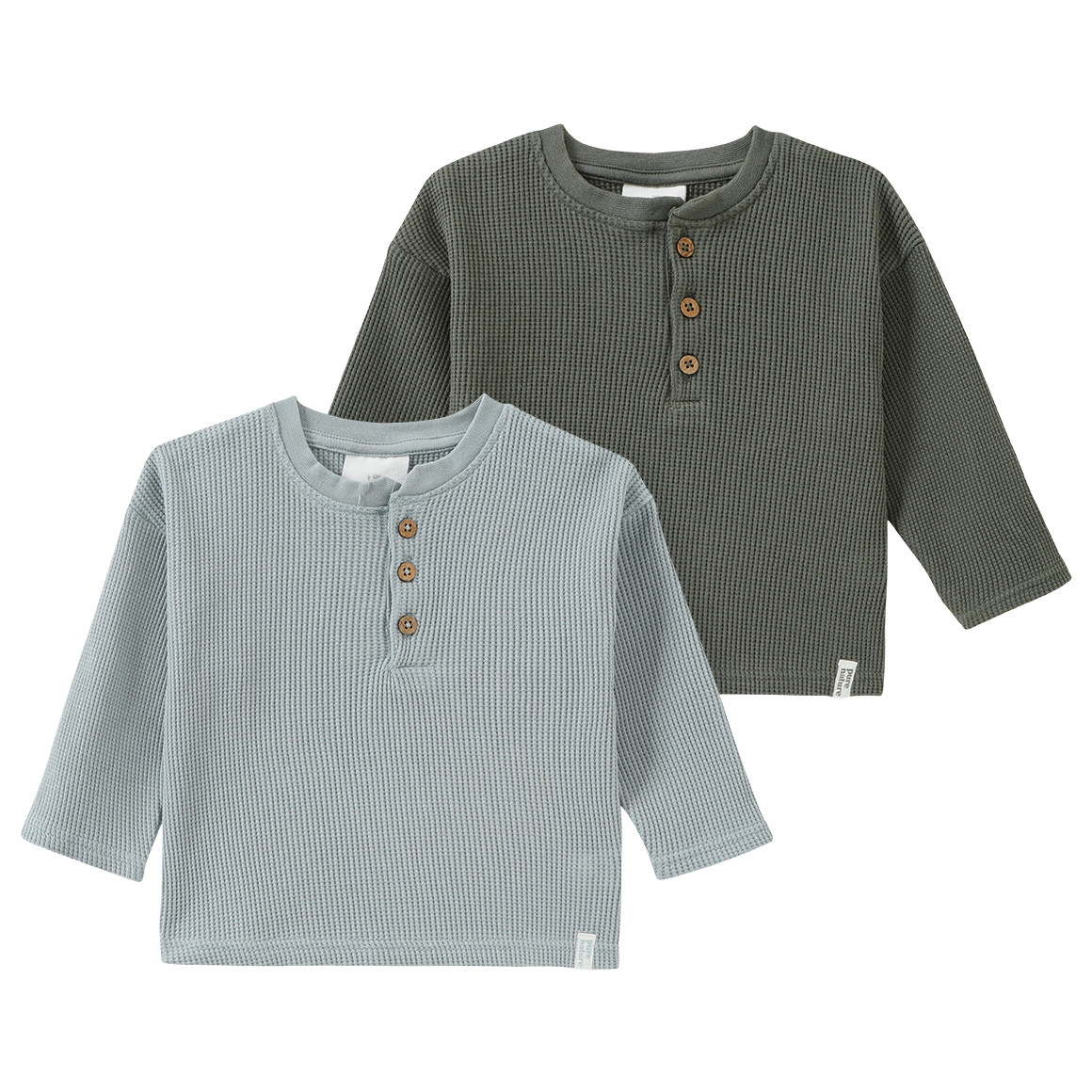 2 Baby Langarmshirts aus Waffel-Piqué 2 Baby Langarmshirts aus Waffel-Piqué von Topomini