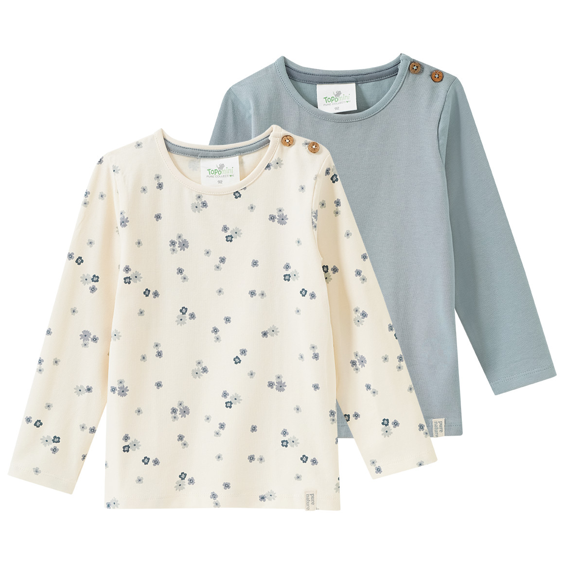 2 Baby Langarmshirts mit Blümchen von Topomini
