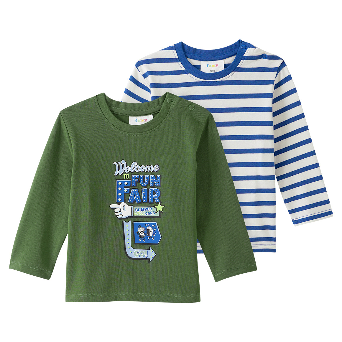 2 Baby Langarmshirts mit Print 2 Baby Langarmshirts mit Print von Topomini
