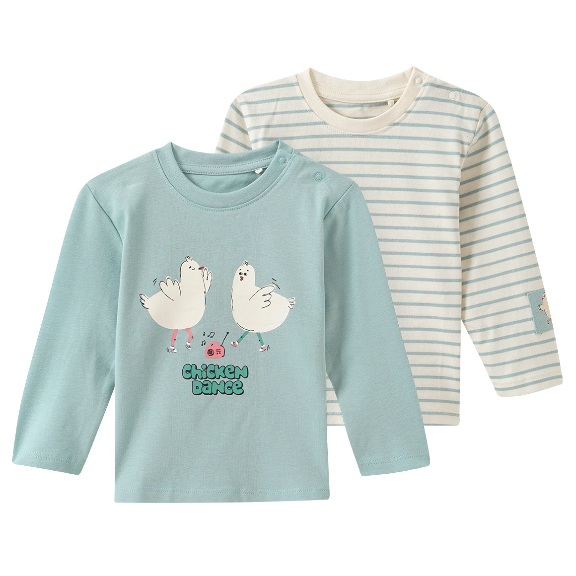 2 Baby Langarmshirts mit Tier-Motiv von Topomini