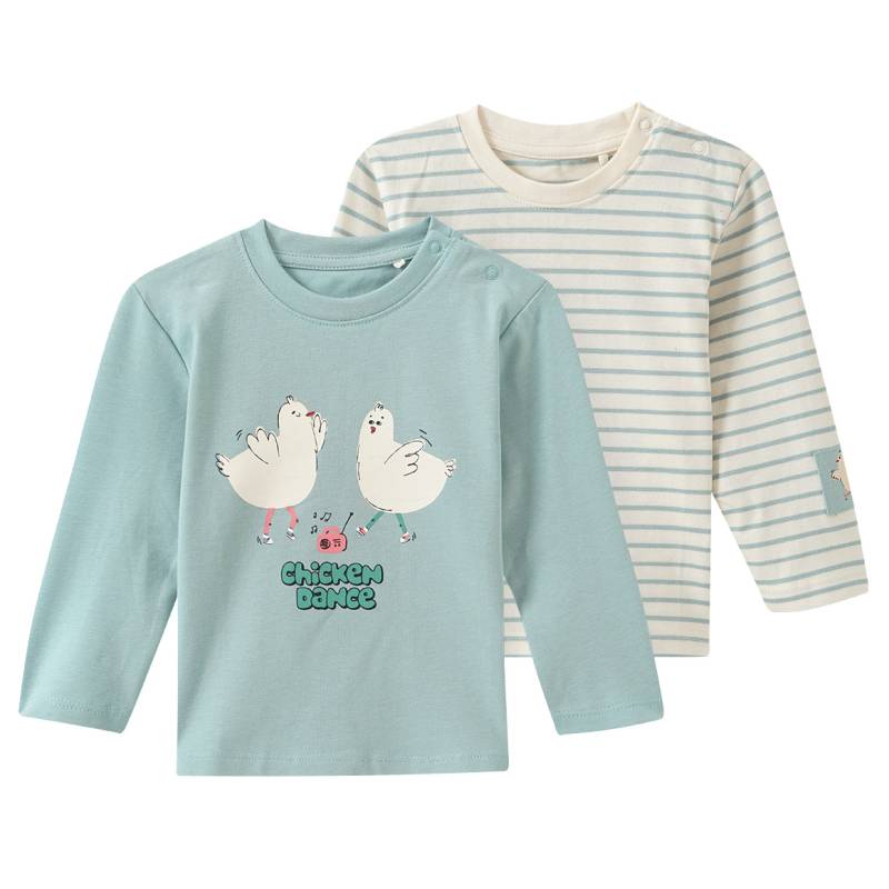 2 Baby Langarmshirts mit Tier-Motiv von Topomini