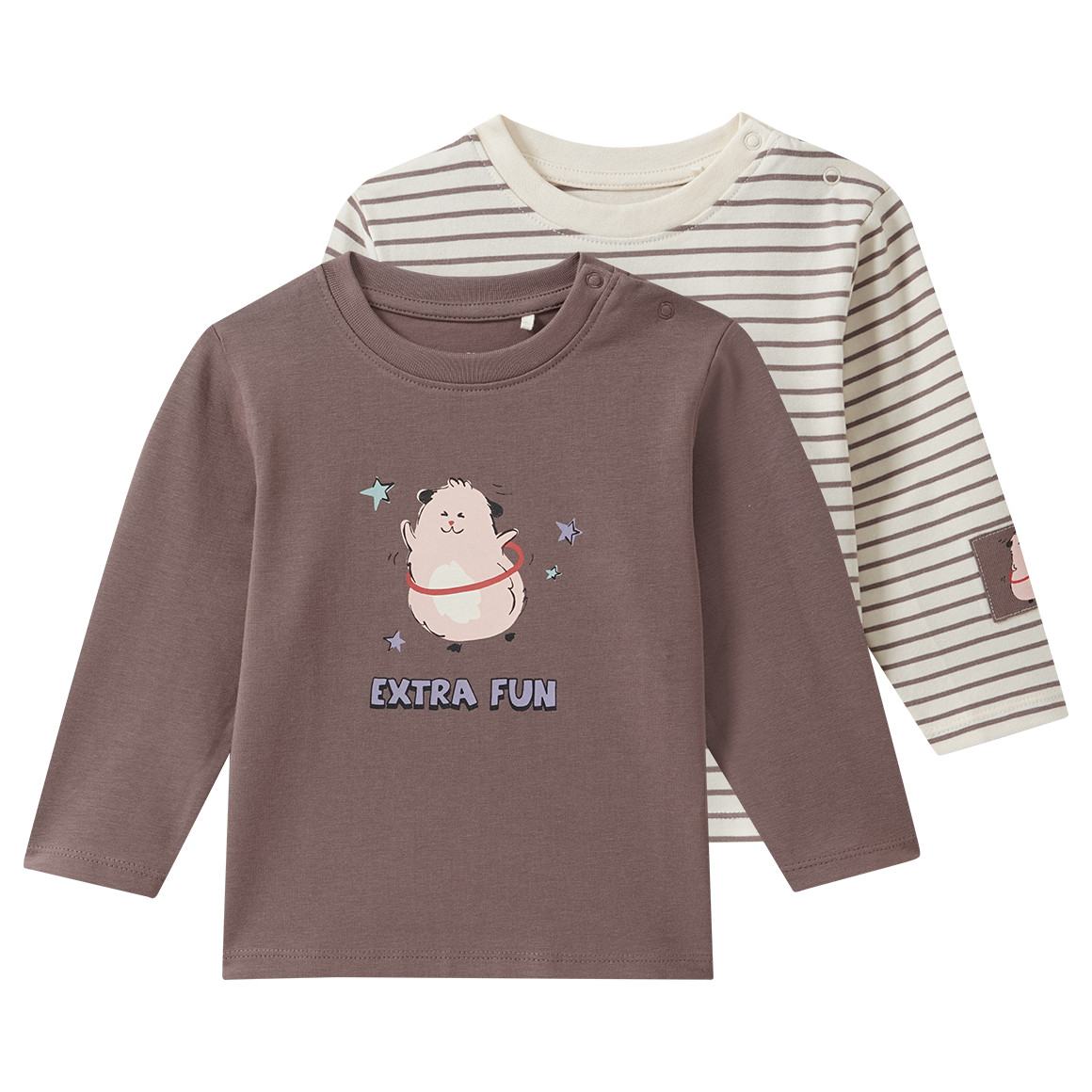 2 Baby Langarmshirts mit Tier-Motiv von Topomini