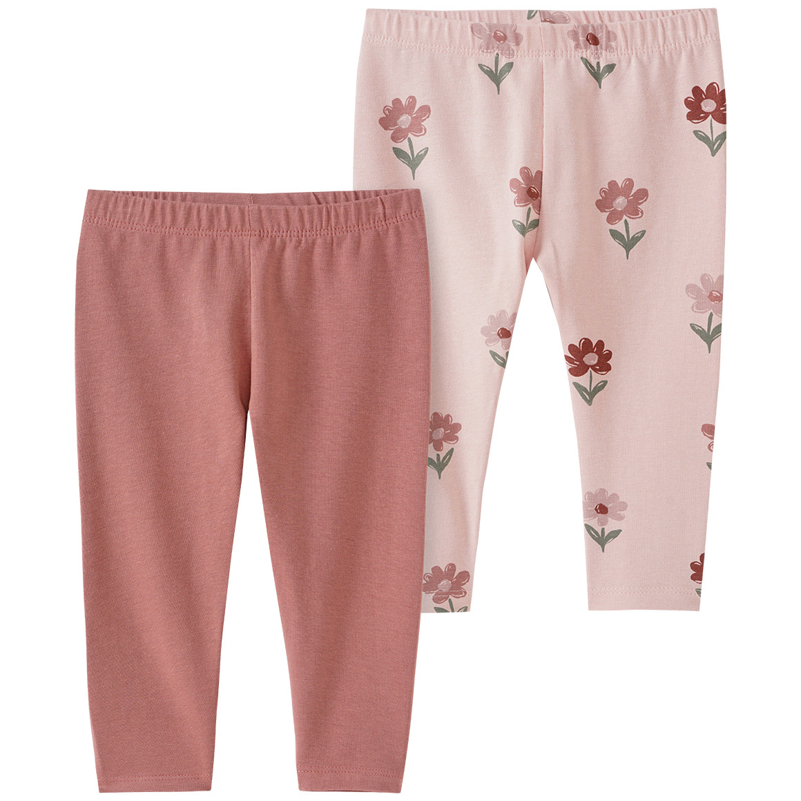 2 Baby Leggings mit Blümchen 2 Baby Leggings mit Blümchen von Topomini