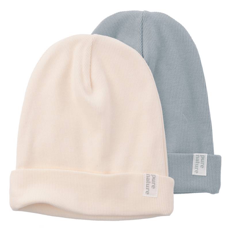 2 Baby Mützen mit Rippstruktur von Topomini