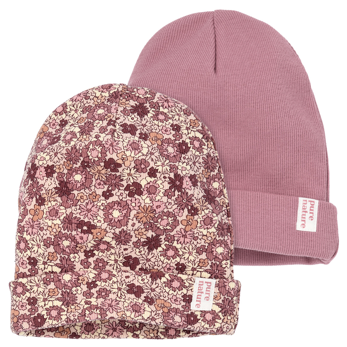 2 Baby Mützen mit Rippstruktur von Topomini