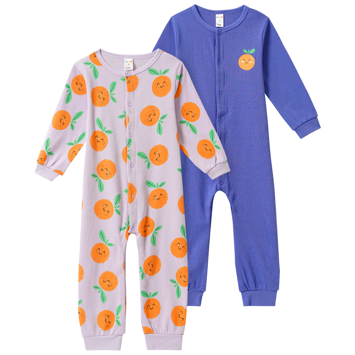 2 Baby Schlafanzüge mit Rippstruktur von Topomini