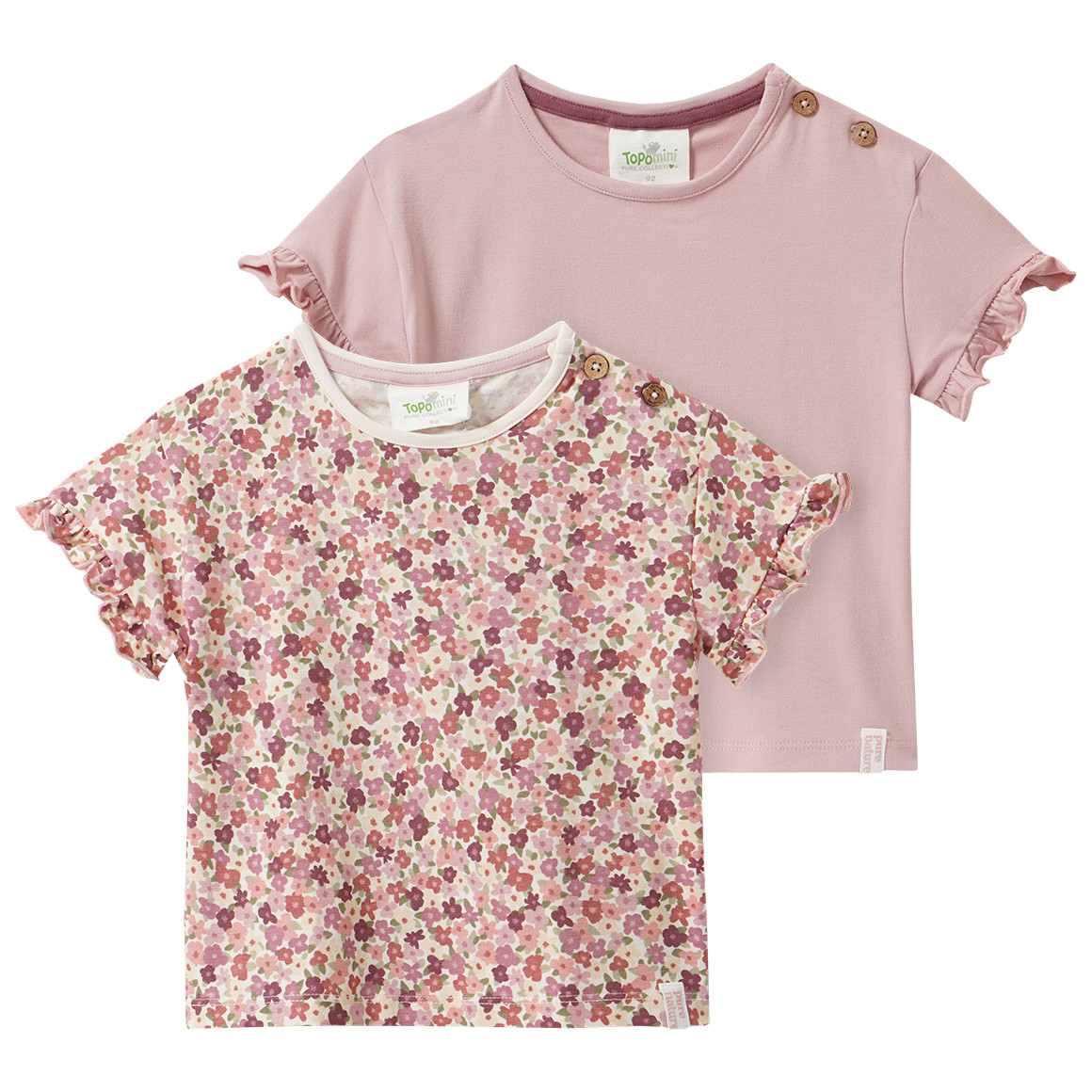 2 Baby T-Shirts mit Rüschenärmeln 2 Baby T-Shirts mit Rüschenärmeln von Topomini