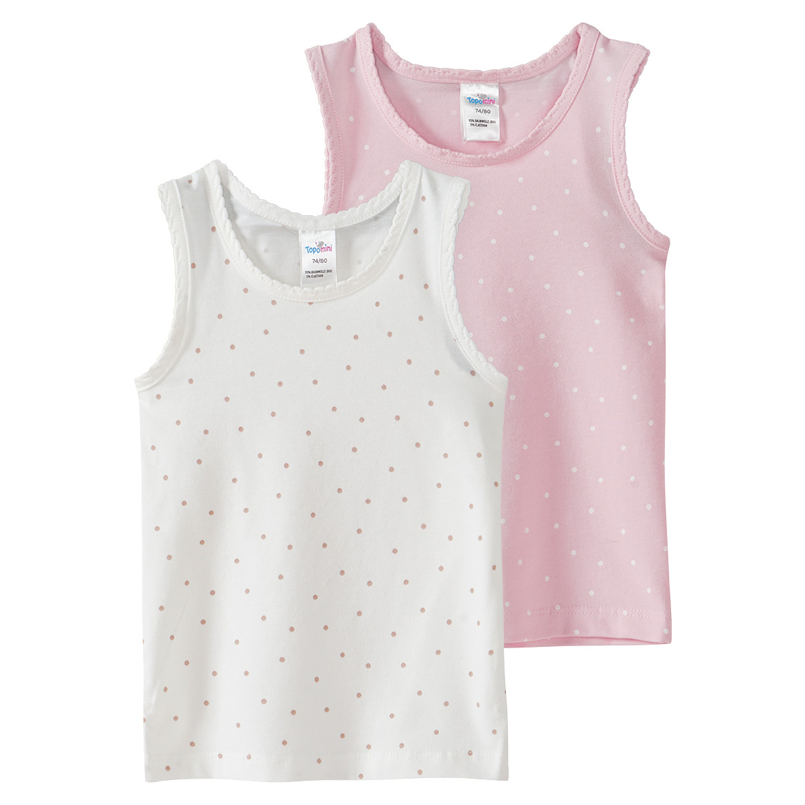 2 Baby Unterhemden mit Bio-Baumwolle 2 Baby Unterhemden mit Bio-Baumwolle von Topomini